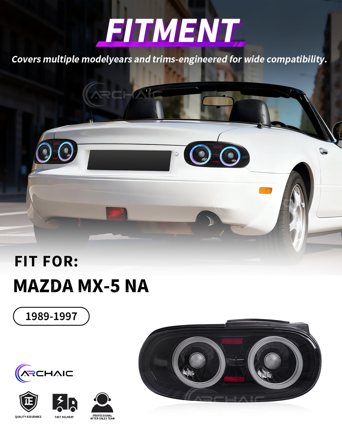 Full LED RGB Tail Lights for Mazda Miata NA (Light Smoke)