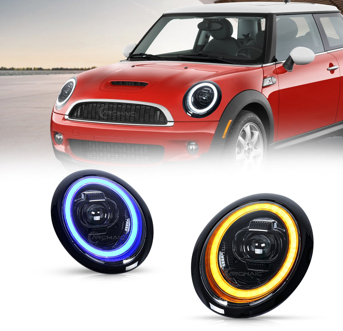 Mini Cooper R50 R52 R53 LED Projector Headlights – Sequential Turn (2001–2007)