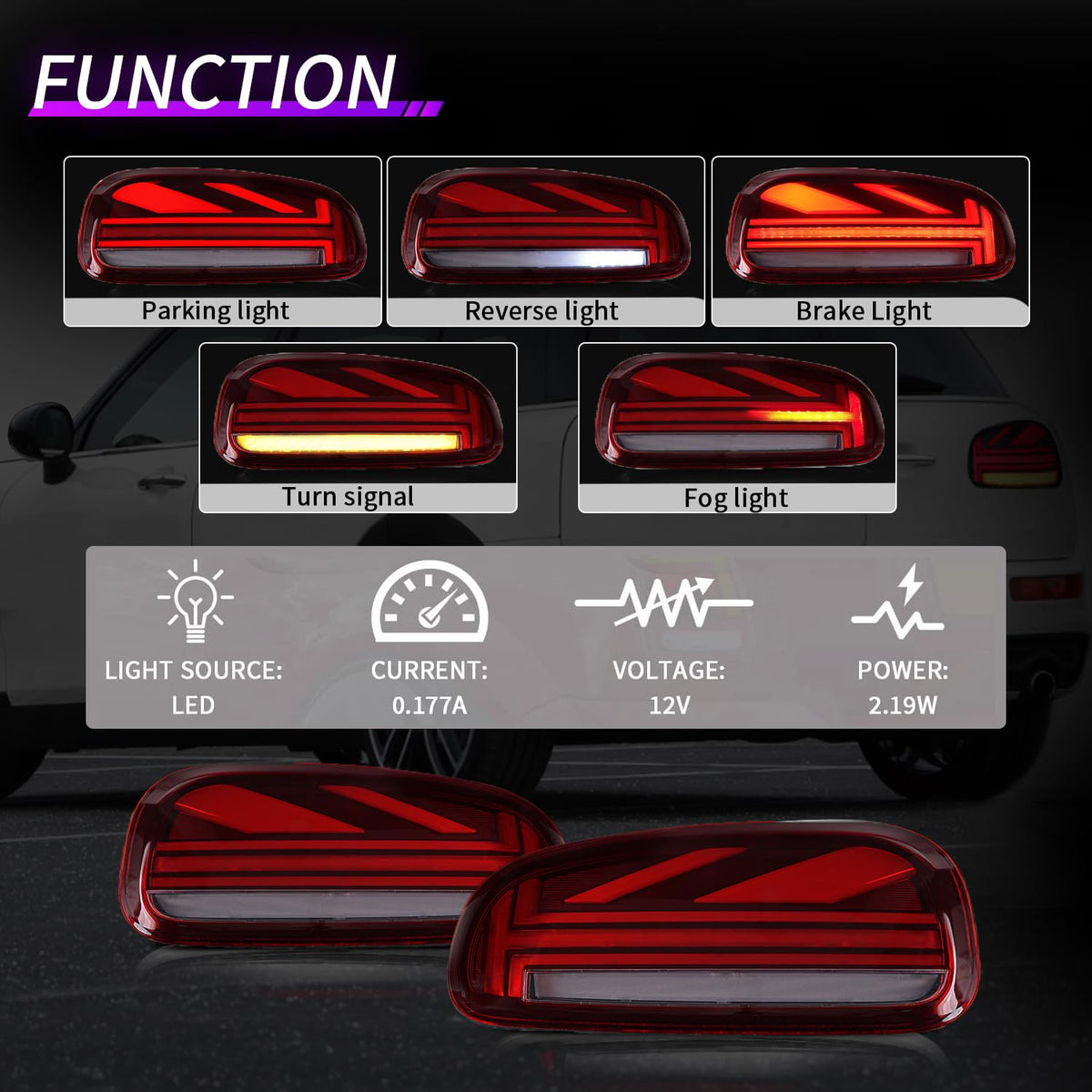 Mini Clubman F54 LED Tail Lights – Sequential Turn (2015–2019)