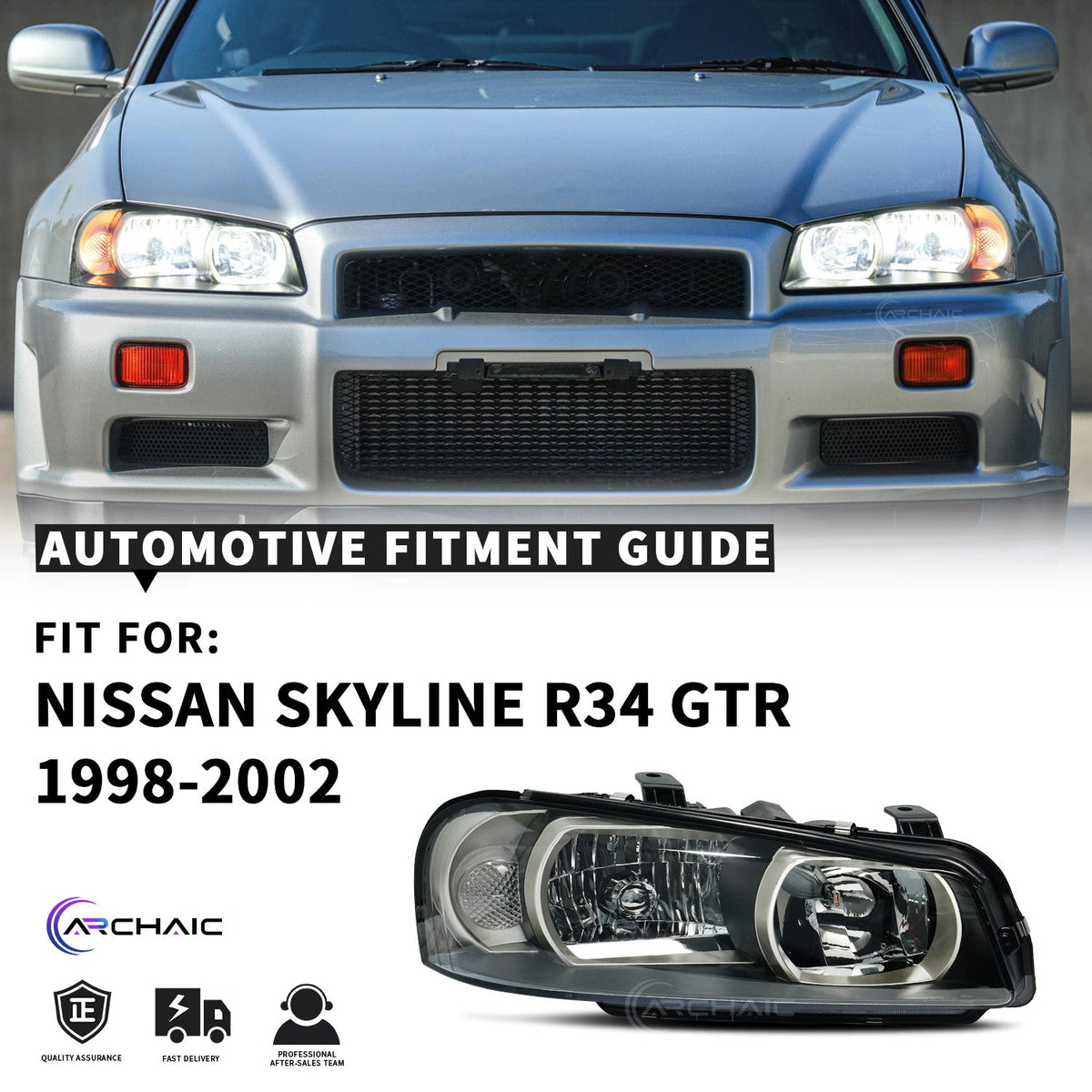 Phares à LED pour Nissan Skyline R34 GTR BNR34 / GTT ER34 (1998–2002)