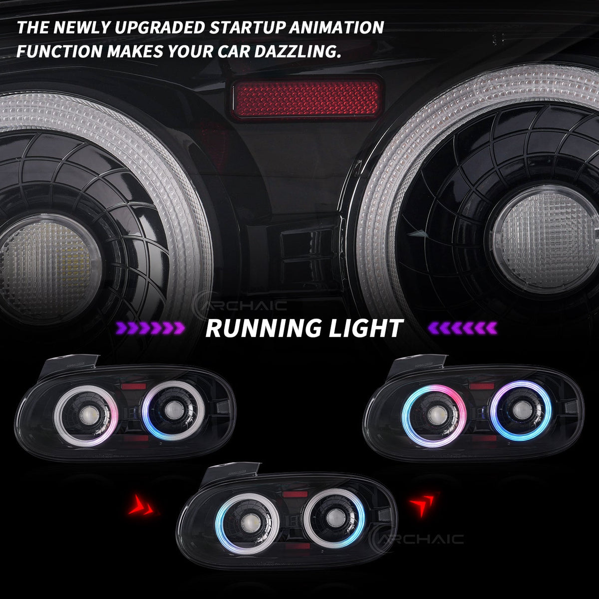 Full LED RGB Tail Lights for Mazda Miata NA (Light Smoke)