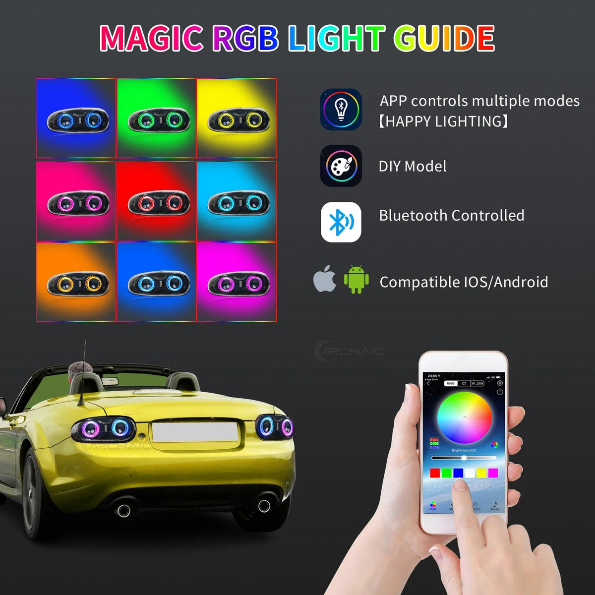 Mazda Miata NC RGB LED Tail Lights (2005–2015) – E-Mark Certified, Full LED Assembly