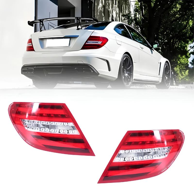 Red Facelift Style LED Tail Light Conversion for Mercedes-Benz C-Class W204 (2007–2012) – E-Mark Certified