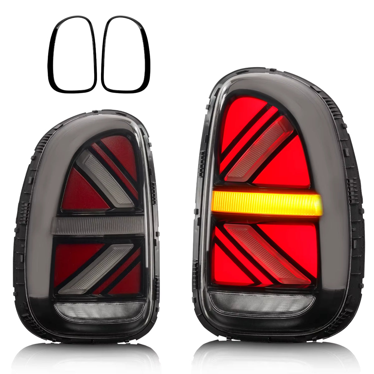 Mini Cooper Countryman R60 LED Tail Lights – Union Jack, Sequential Turn, Red Lens (2011–2016)