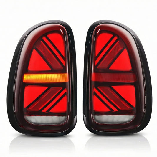 Mini Cooper Countryman R60 LED Tail Lights – Union Jack, Sequential Turn, Red Lens (2011–2016)
