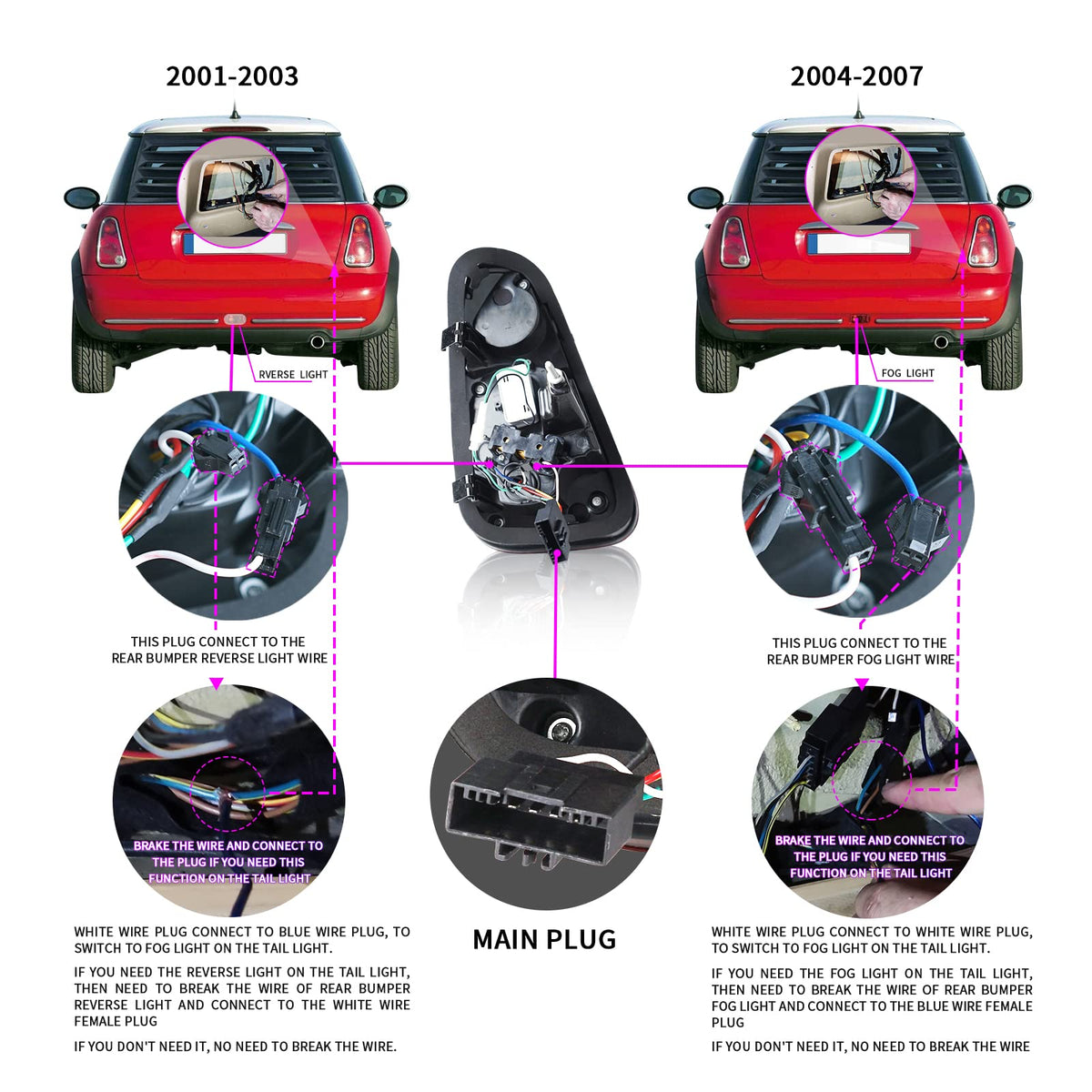 Mini Cooper R50 / R52 / R53 Full LED Tail Lights (2001–2007)