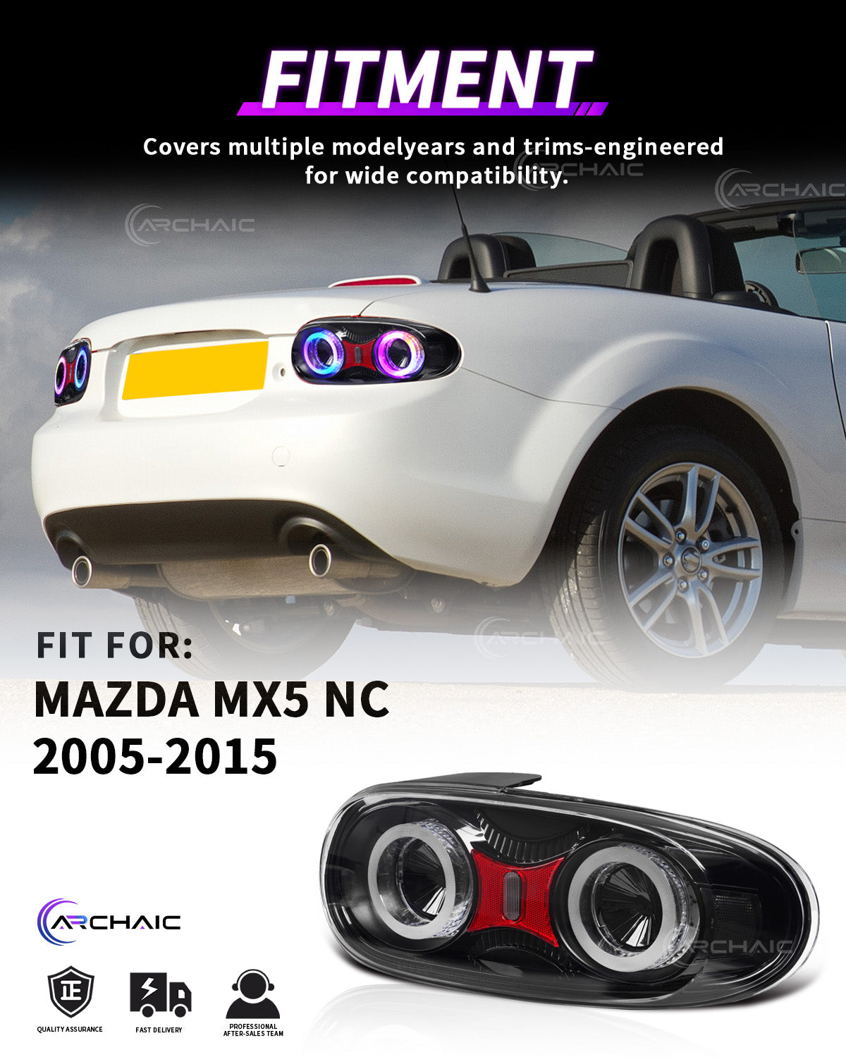 Mazda Miata NC RGB LED Tail Lights (2005–2015) – E-Mark Certified, Upgraded Reflector