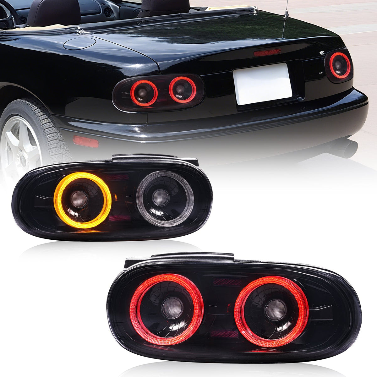 Mazda Miata NA Full LED Tail Lights (Light Smoke) | E-Mark Certified