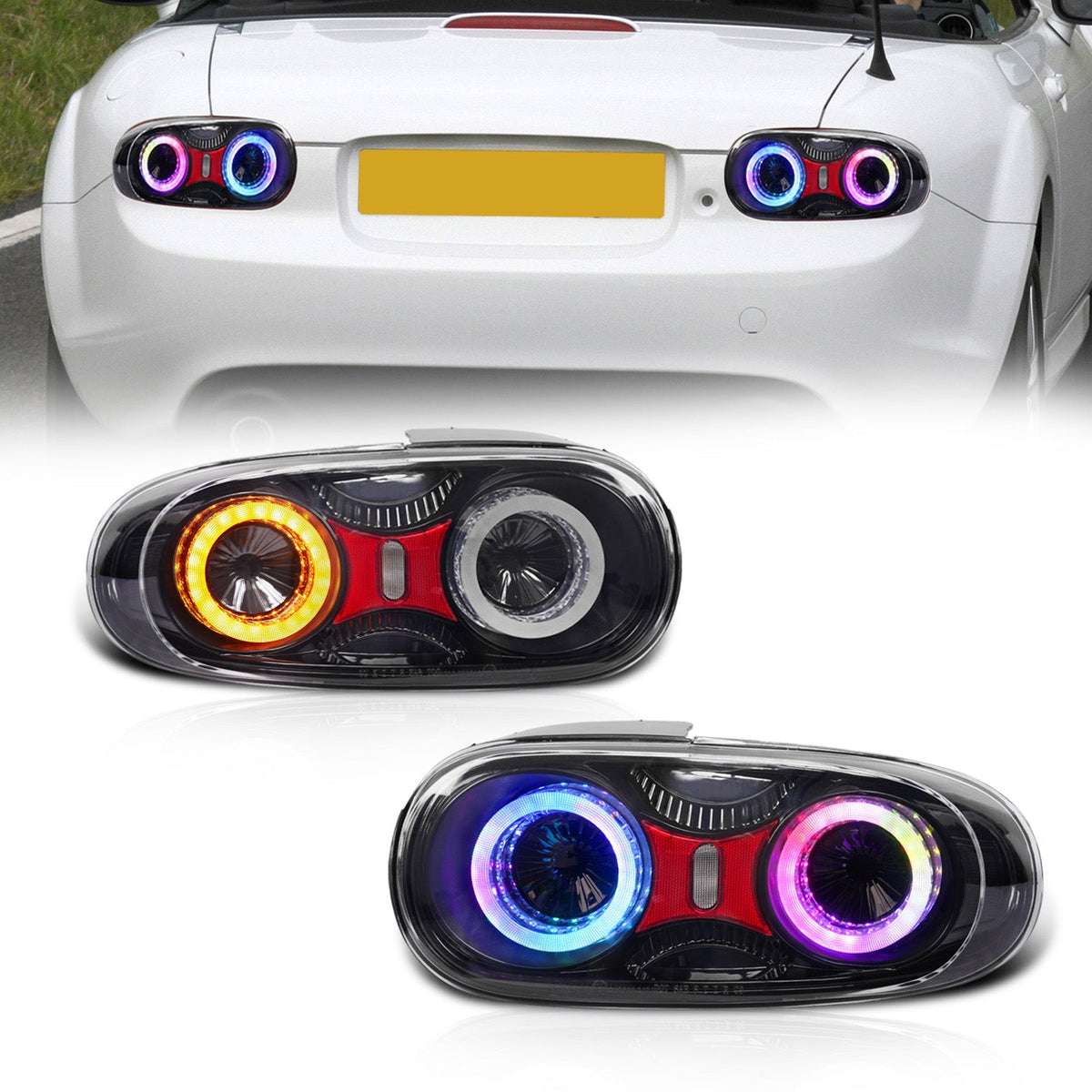 Mazda Miata NC RGB LED Tail Lights (2005–2015) – E-Mark Certified, Upgraded Reflector