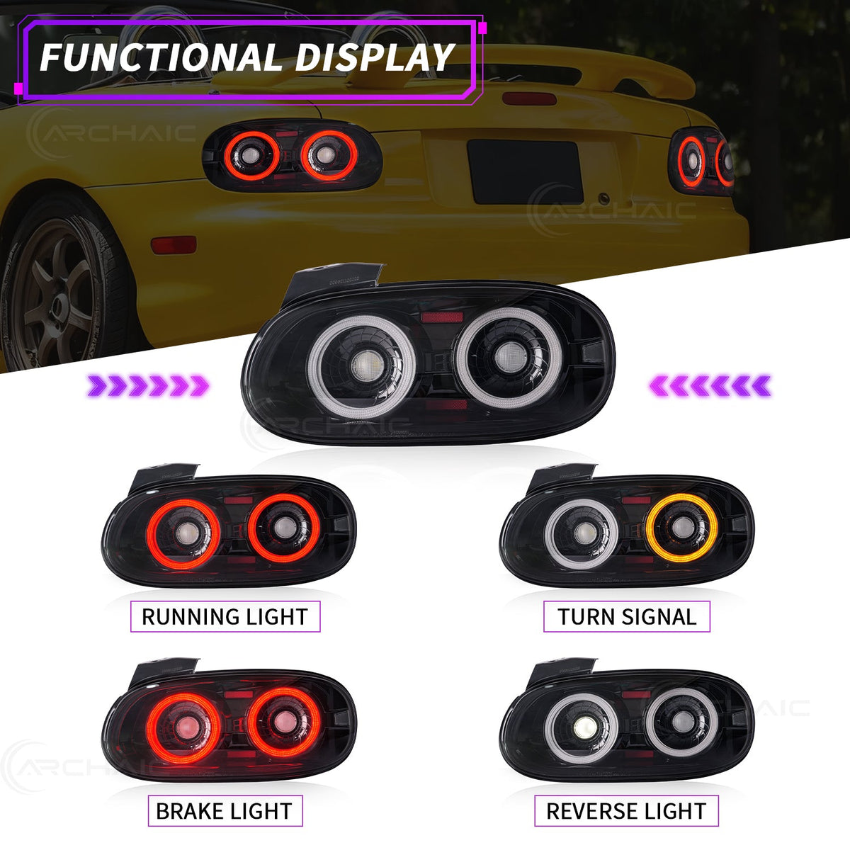 E-Prüfzeichen-zertifizierte LED-Rückleuchten für Mazda MX-5 Miata NB (1998–2005)