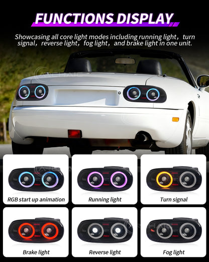 Full LED RGB Tail Lights for Mazda Miata NA (Light Smoke)