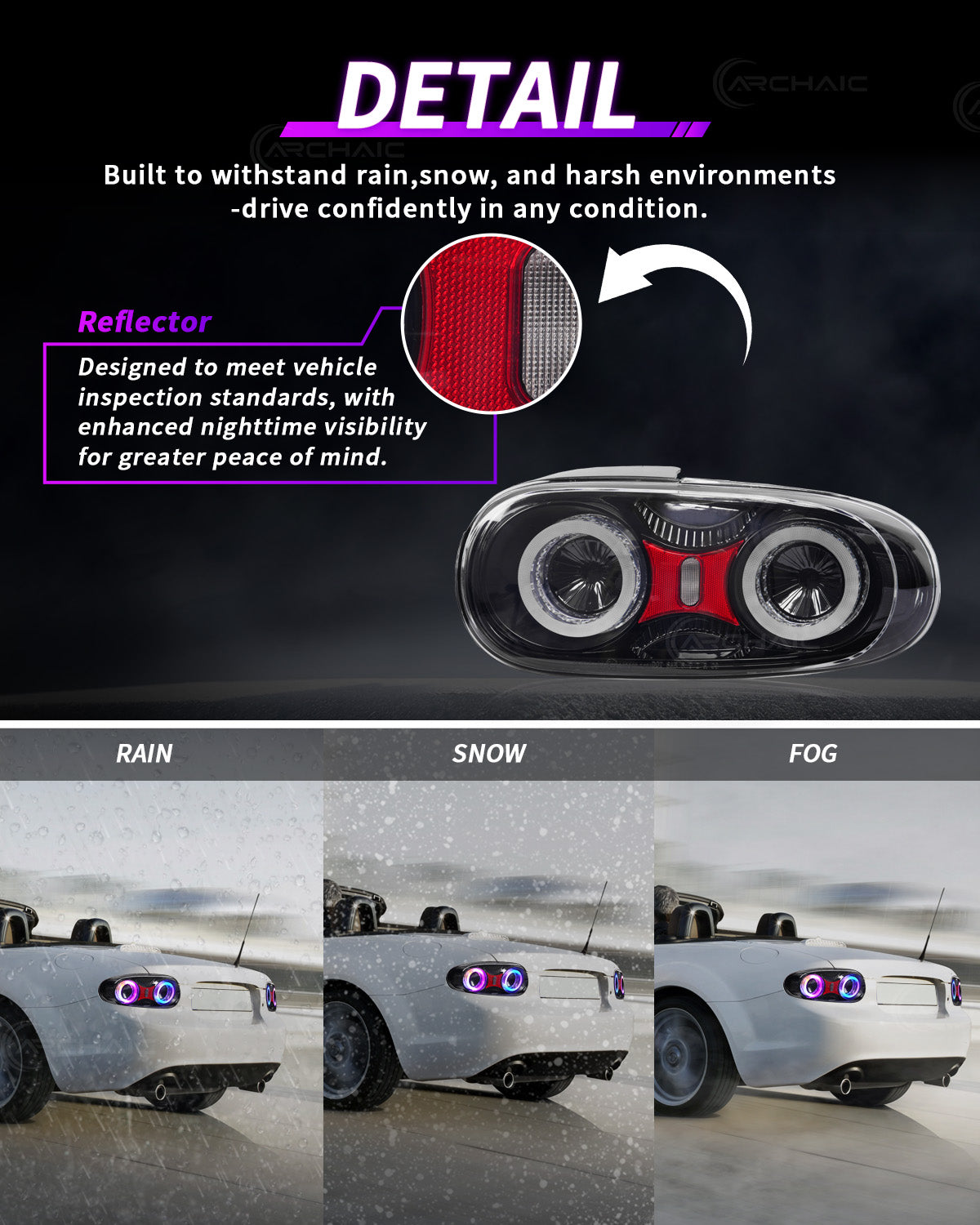 Mazda Miata NC RGB LED Tail Lights (2005–2015) – E-Mark Certified, Upgraded Reflector