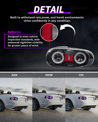 Mazda Miata NC RGB LED Tail Lights (2005–2015) – E-Mark Certified, Upgraded Reflector