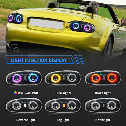 Mazda Miata NC RGB LED Tail Lights (2005–2015) – E-Mark Certified, Full LED Assembly