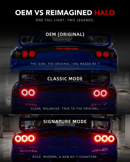 Pilotos traseros LED Rotor Pulse Signature para Mazda RX-7 FD3S - Transparentes / Ahumados (1992–1996)