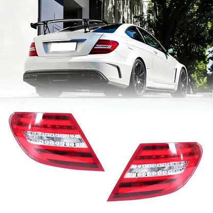 Red Facelift Style LED Tail Light Conversion for Mercedes-Benz C-Class W204 (2007–2012) – E-Mark Certified
