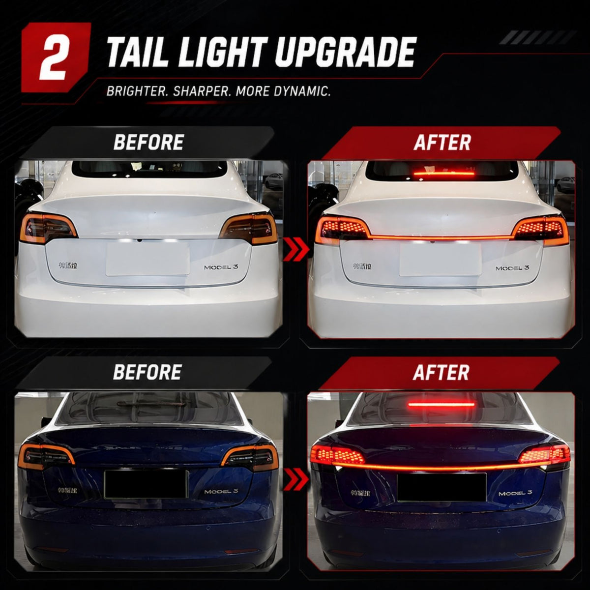 Luces traseras LED completas y barra de luz central para Tesla Model 3 (2017–2023)